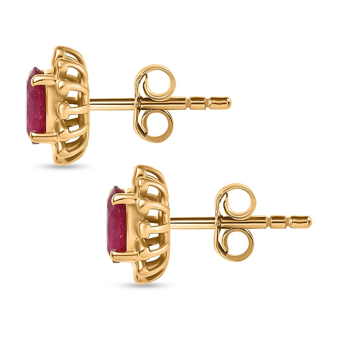 D'joy African Ruby Solitaire Stud Push Post Earring in 14K Gold OverlaySterling Silver  1.348  Ct. 8201542 4