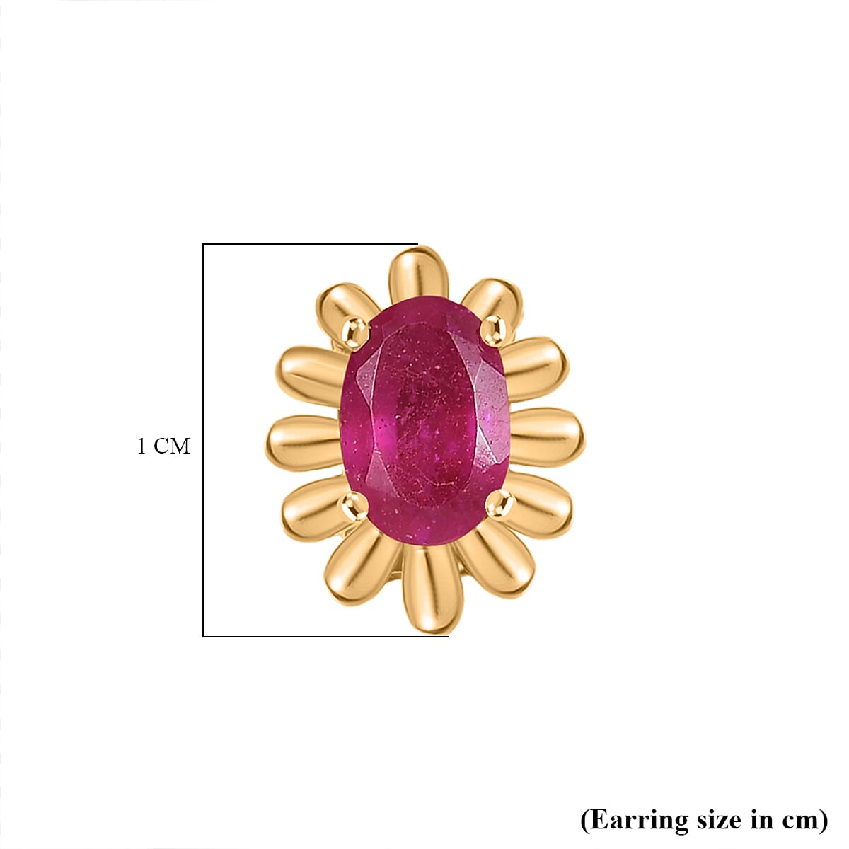 D'joy African Ruby Solitaire Stud Push Post Earring in 14K Gold OverlaySterling Silver  1.348  Ct. 8201542 5