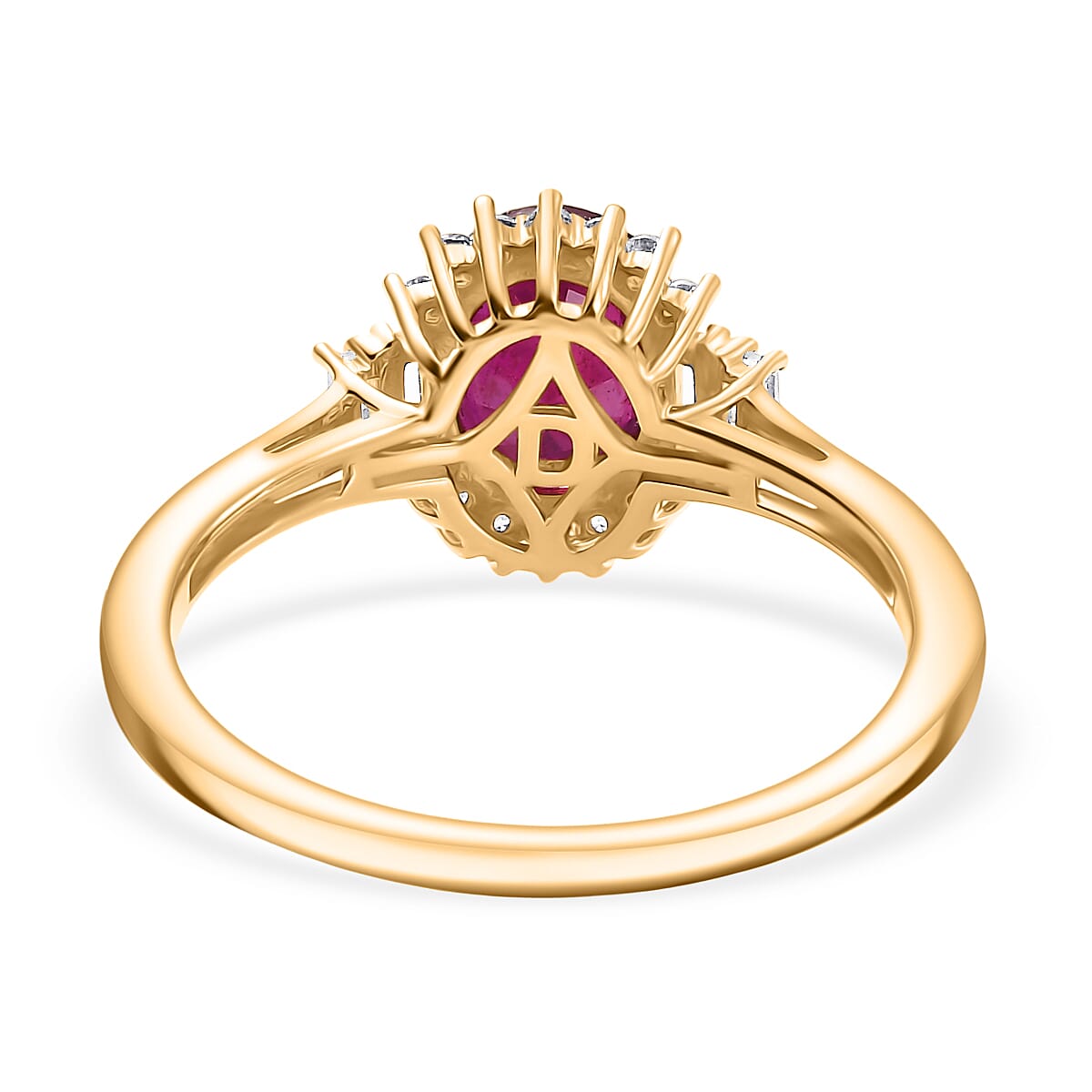 D'joy African Ruby, White Topaz &amp; White Zircon Ring in 18K Yellow Gold Plating Sterling Silver 2.96 Ct. 8241664 4
