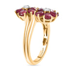 D'joy African Ruby & White Zircon Cluster Ring in 14K Yellow Gold Plating Sterling Silver 2.32 Ct.
