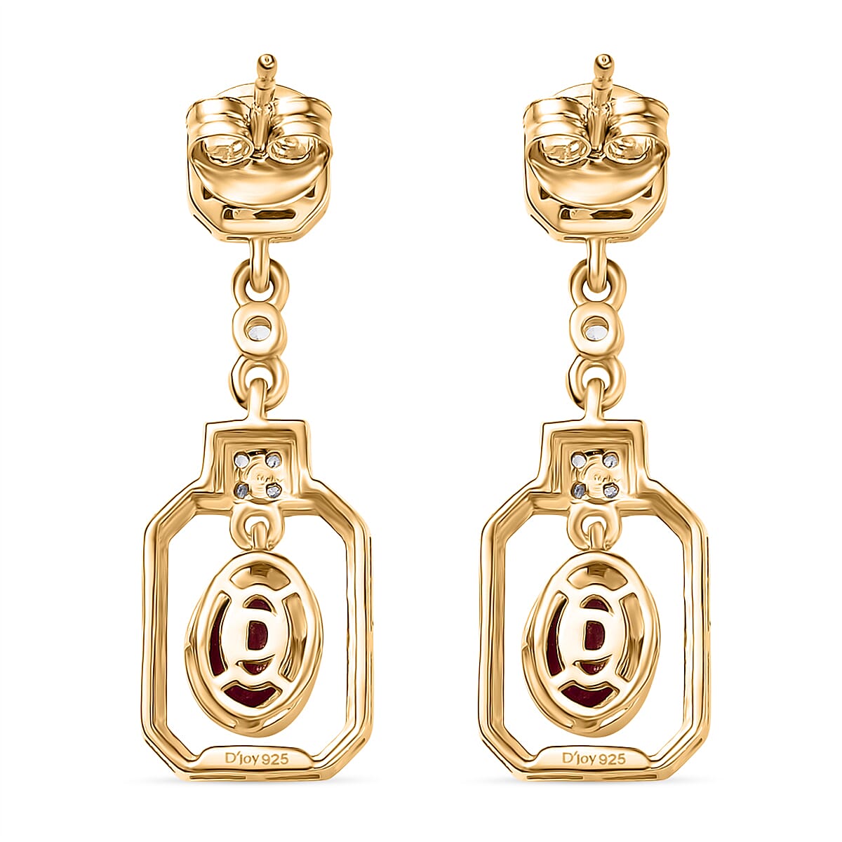 D'joy African Ruby, White Zircon Dangling Earring in 14K Gold OverlaySterling Silver  2.534  Ct. 8201563 5