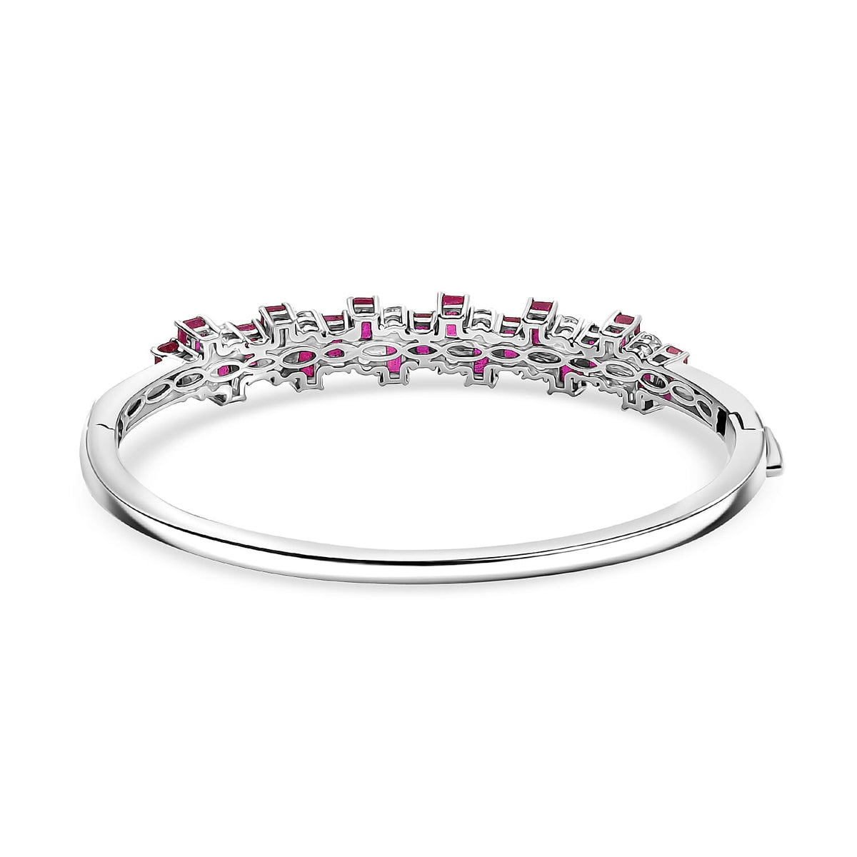 AAA African Ruby &amp; Zircon Full Bangle in Rhodium Overlay Sterling Silver 11.49 Ct. 8207127 4