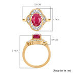 D'joy AAA African Ruby & White Zircon Ring in 14K Gold Overlay Sterling Silver 3.54 Ct.