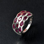 AAA African Ruby & Zircon Ring in Rhodium Overlay Sterling Silver 3.59 Ct.