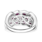 AAA African Ruby & Zircon Ring in Rhodium Overlay Sterling Silver 3.59 Ct.
