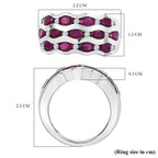 AAA African Ruby & Zircon Ring in Rhodium Overlay Sterling Silver 3.59 Ct.