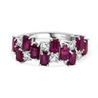 AAA African Ruby & Zircon Ring in Rhodium Overlay Sterling Silver 6.75 Ct.