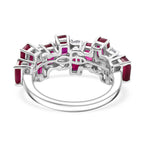 AAA African Ruby & Zircon Ring in Rhodium Overlay Sterling Silver 6.75 Ct.
