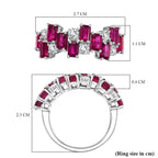 AAA African Ruby & Zircon Ring in Rhodium Overlay Sterling Silver 6.75 Ct.