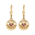 D'joy African Ruby & White Zircon Solitaire Lever Back Earring in 14K Yellow Gold Plated Sterling Silver 2.88 Ct.