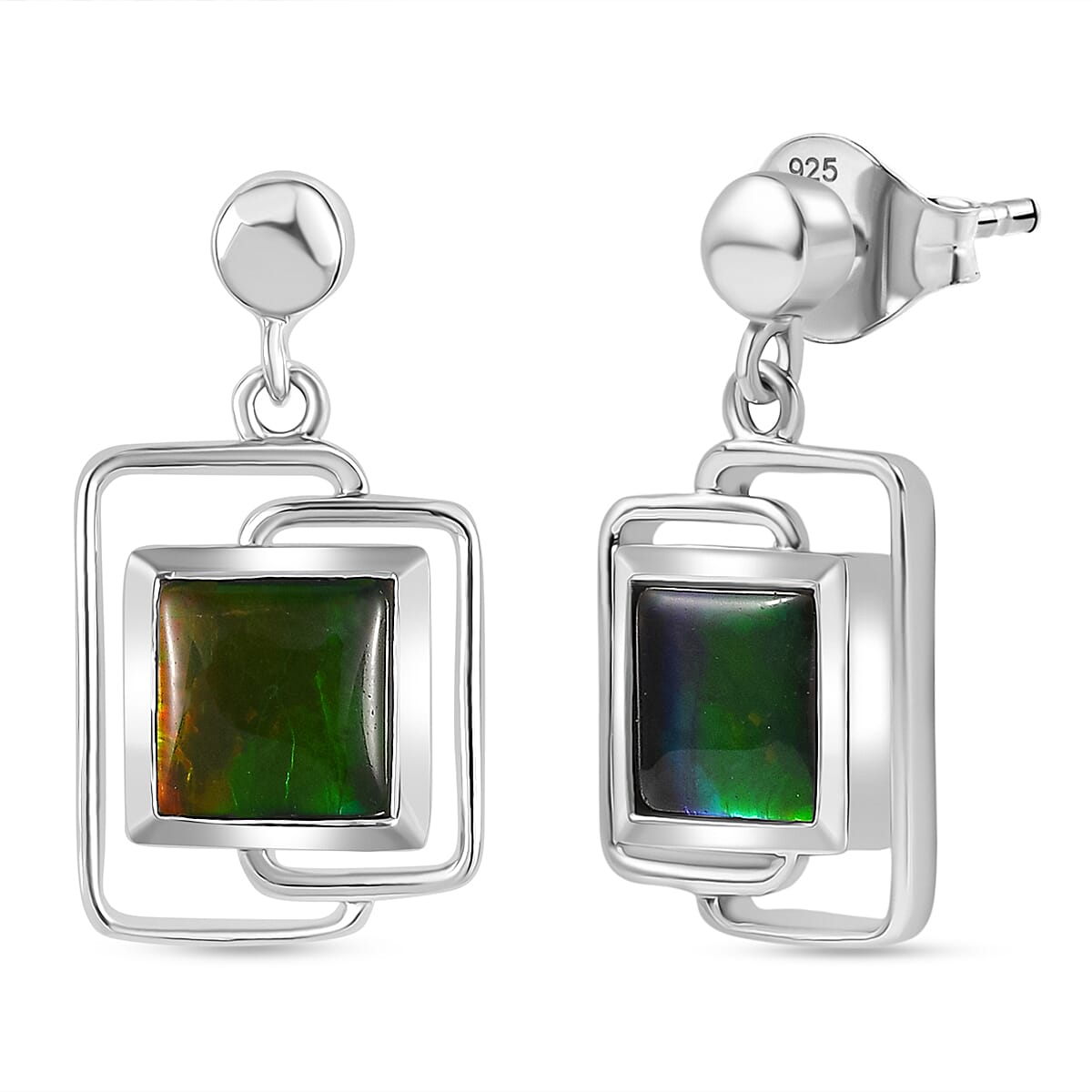 D'joy Ammolite Dangling Earring in Rhodium Overlay Sterling Silver 2.12 Ct. 8191837 0