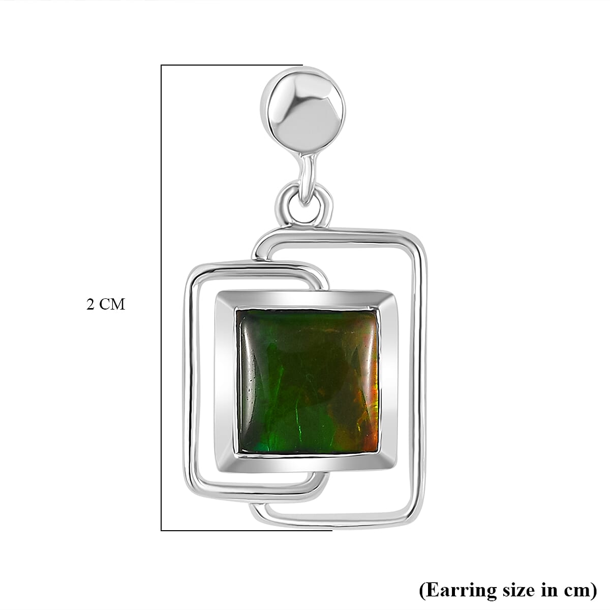 D'joy Ammolite Dangling Earring in Rhodium Overlay Sterling Silver 2.12 Ct. 8191837 6