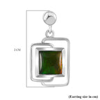 D'joy Ammolite Dangling Earring in Rhodium Overlay Sterling Silver 2.12 Ct.