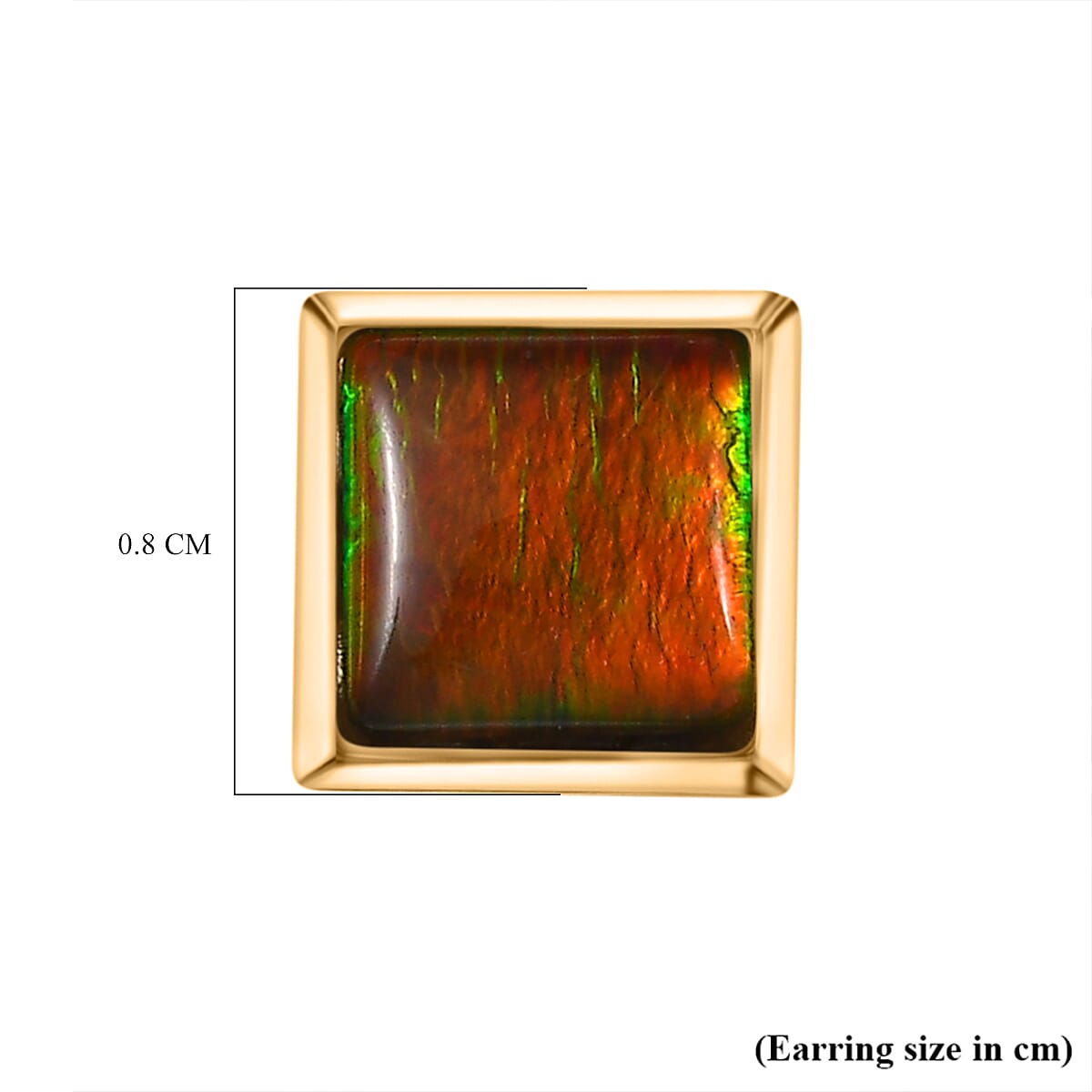 AA Canadian Ammolite Solitaire Stud Push Post Earring in 18K Vermeil Yellow Gold Plating Sterling Silver 2.12 Ct. 8196584 5