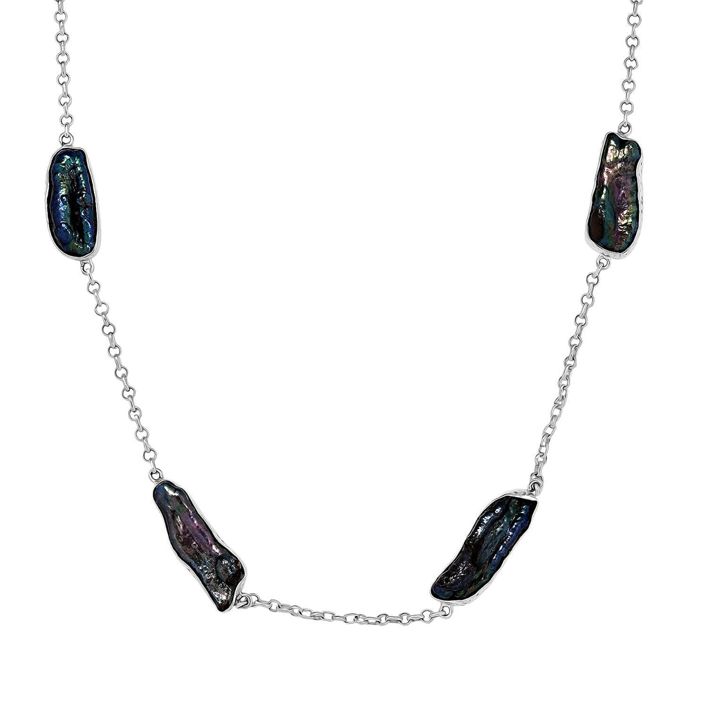 Royal Bali Collection - Biwa Pearl Necklace (Size 22) Sterling Silver Silver Wt. 13.20 Gms.
