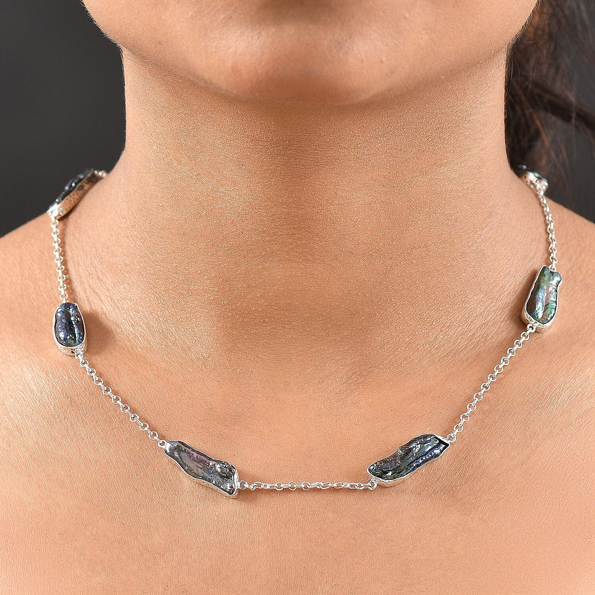Royal Bali Collection - Biwa Pearl Necklace (Size 22) Sterling Silver Silver Wt. 13.20 Gms. 8225659 2