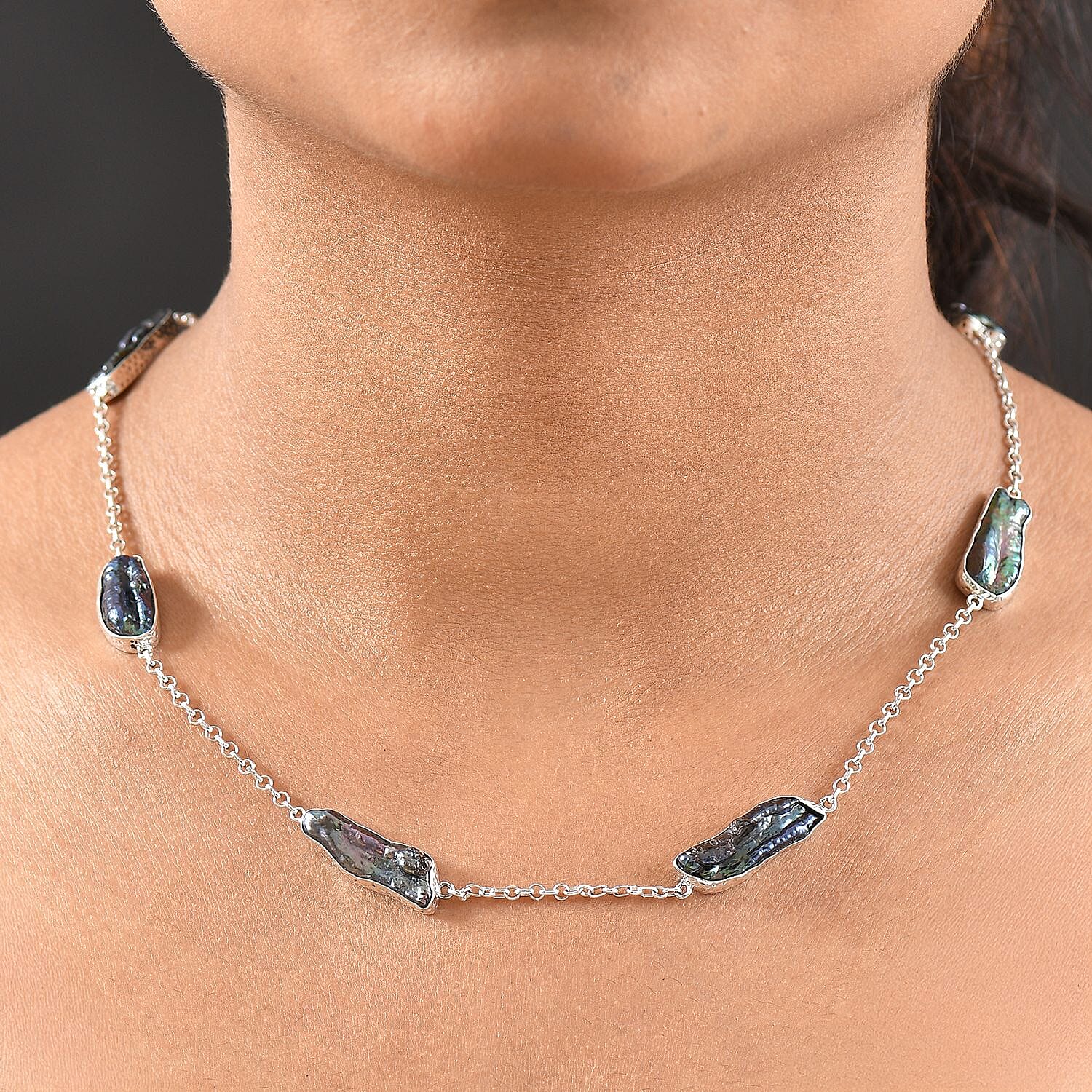 Royal Bali Collection - Biwa Pearl Necklace (Size 22) Sterling Silver Silver Wt. 13.20 Gms. 8225659 2