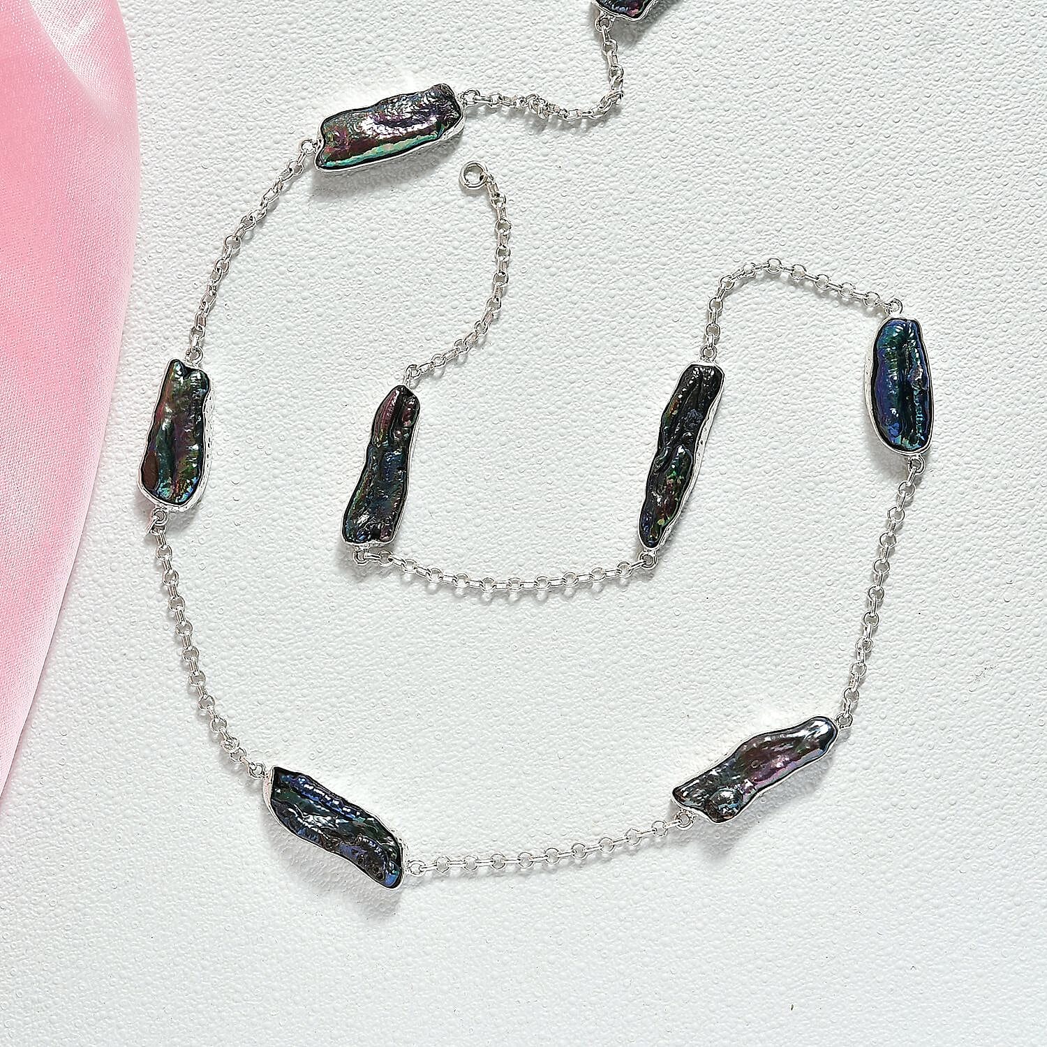 Royal Bali Collection - Biwa Pearl Necklace (Size 22) Sterling Silver Silver Wt. 13.20 Gms. 8225659 3