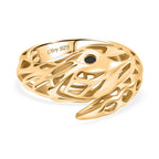 Designer Inspired - Black Spinel Ring in Yellow Gold Plated Sterling Silver