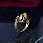 Designer Inspired - Black Spinel Ring in Yellow Gold Plated Sterling Silver
