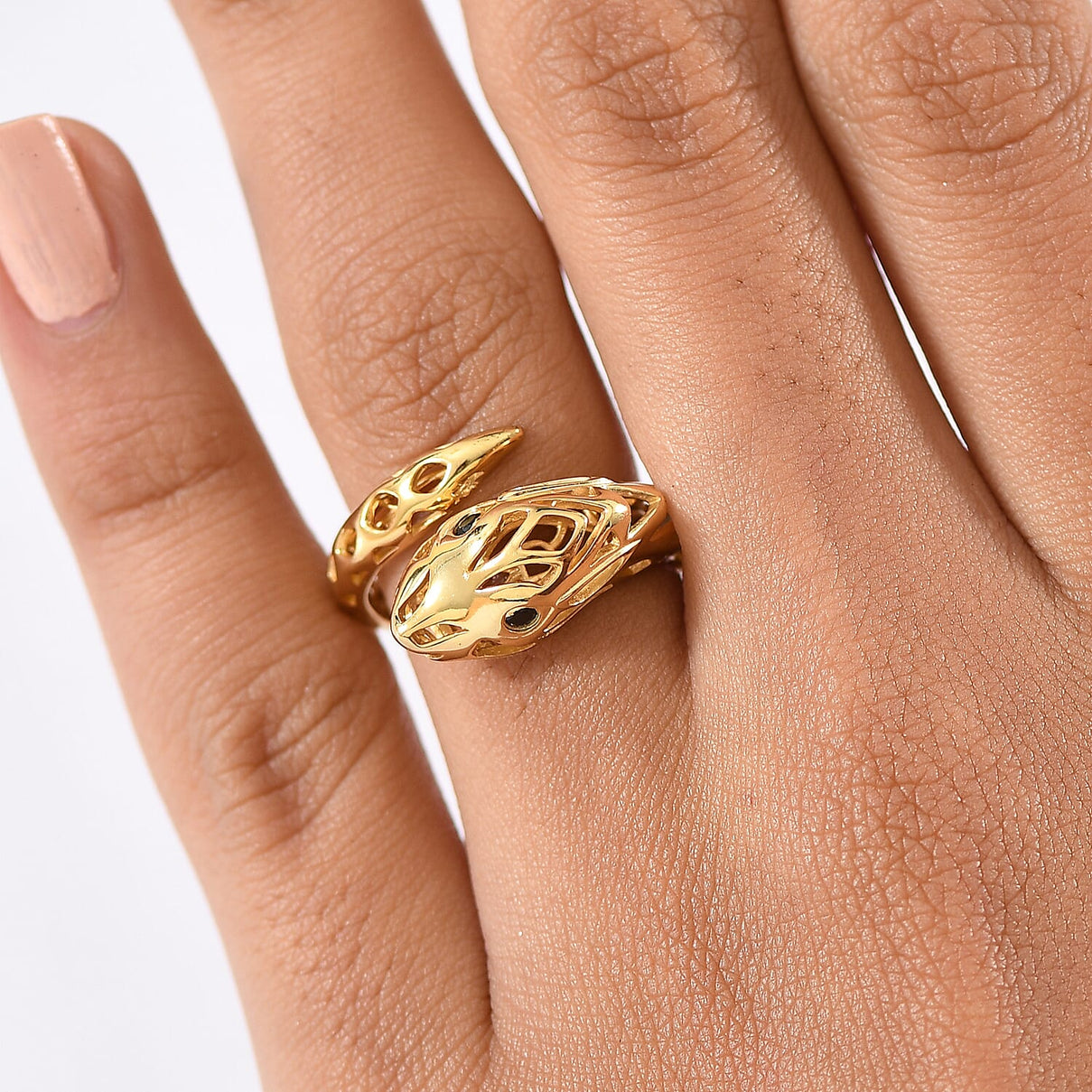Designer Inspired - Black Spinel Ring in Yellow Gold Plated Sterling Silver 8222140 2