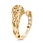Designer Inspired - Black Spinel Ring in Yellow Gold Plated Sterling Silver