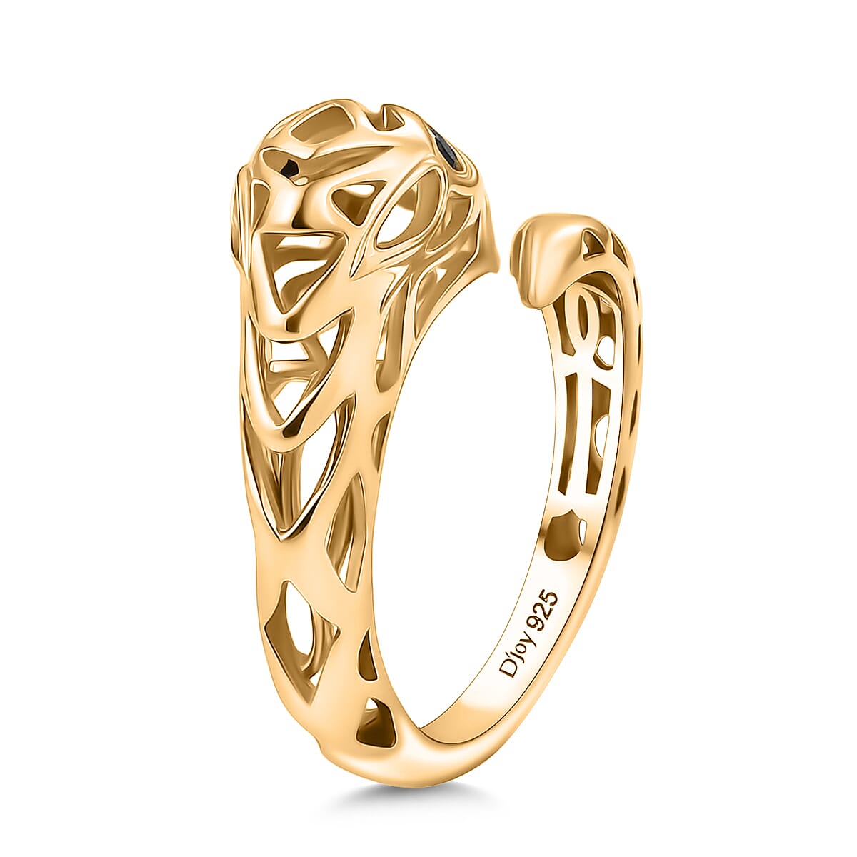 Designer Inspired - Black Spinel Ring in Yellow Gold Plated Sterling Silver 8222140 3