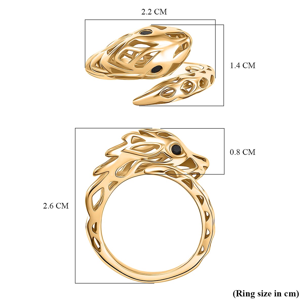 Designer Inspired - Black Spinel Ring in Yellow Gold Plated Sterling Silver 8222140 5