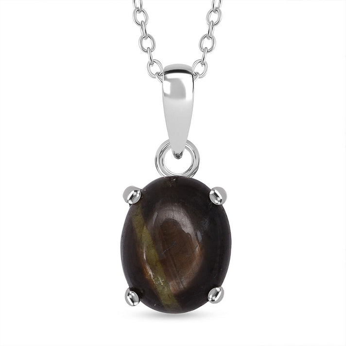 Chantaburi  Black Star Sapphire Pendant with Chain (Size 20) in Rhodium Overlay Sterling Silver 4.69 Ct. 4421975 1