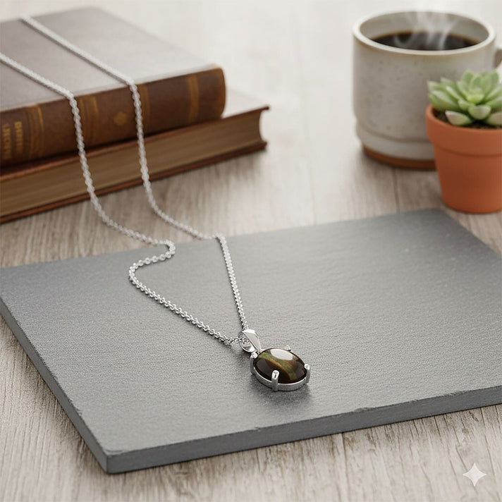Chantaburi  Black Star Sapphire Pendant with Chain (Size 20) in Rhodium Overlay Sterling Silver 4.69 Ct. 4421975 2