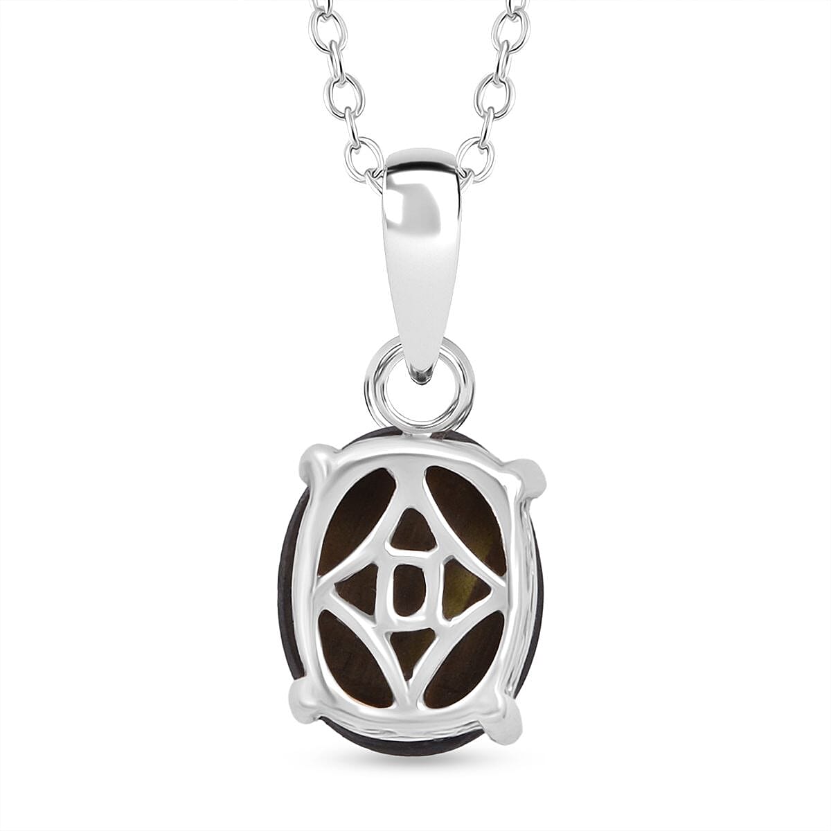 Chantaburi  Black Star Sapphire Pendant with Chain (Size 20) in Rhodium Overlay Sterling Silver 4.69 Ct. V32512798 4