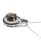 Chantaburi Black Star Sapphire, Natural Zircon & Black Spinel Pendant with Chain (Size 20) in Rhodium Overlay Sterling Silver 10.21 Ct, Silver Wt. 5.19 Gms.