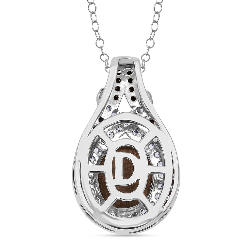 Chantaburi Black Star Sapphire, Natural Zircon & Black Spinel Pendant with Chain (Size 20) in Rhodium Overlay Sterling Silver 10.21 Ct, Silver Wt. 5.19 Gms.