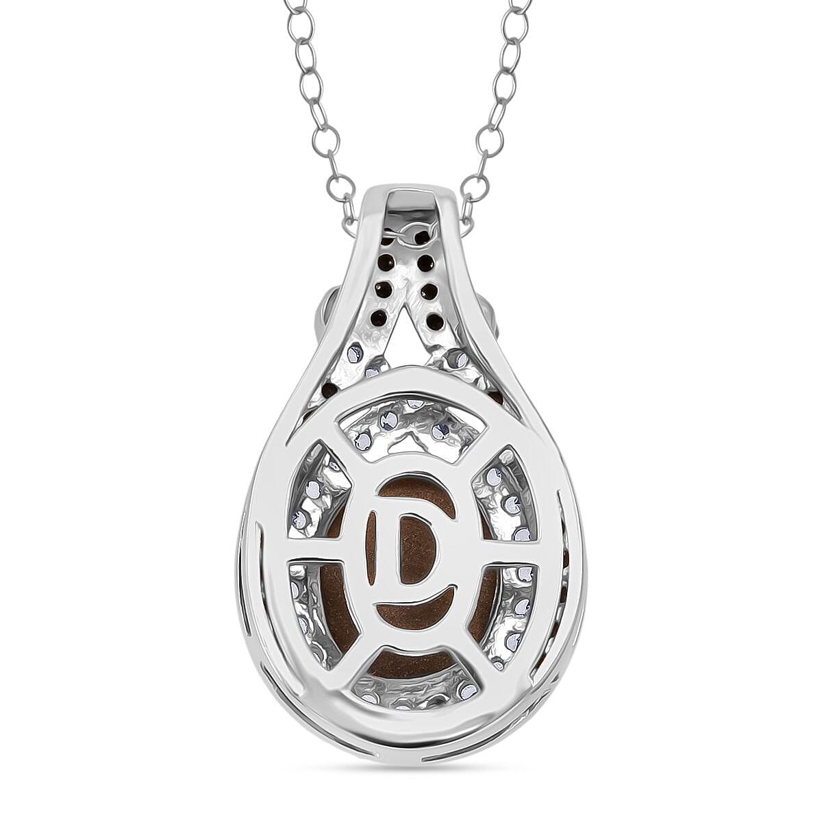 Chantaburi Black Star Sapphire, Natural Zircon &amp; Black Spinel Pendant with Chain (Size 20) in Rhodium Overlay Sterling Silver 10.21 Ct, Silver Wt. 5.19 Gms. 4422049 4