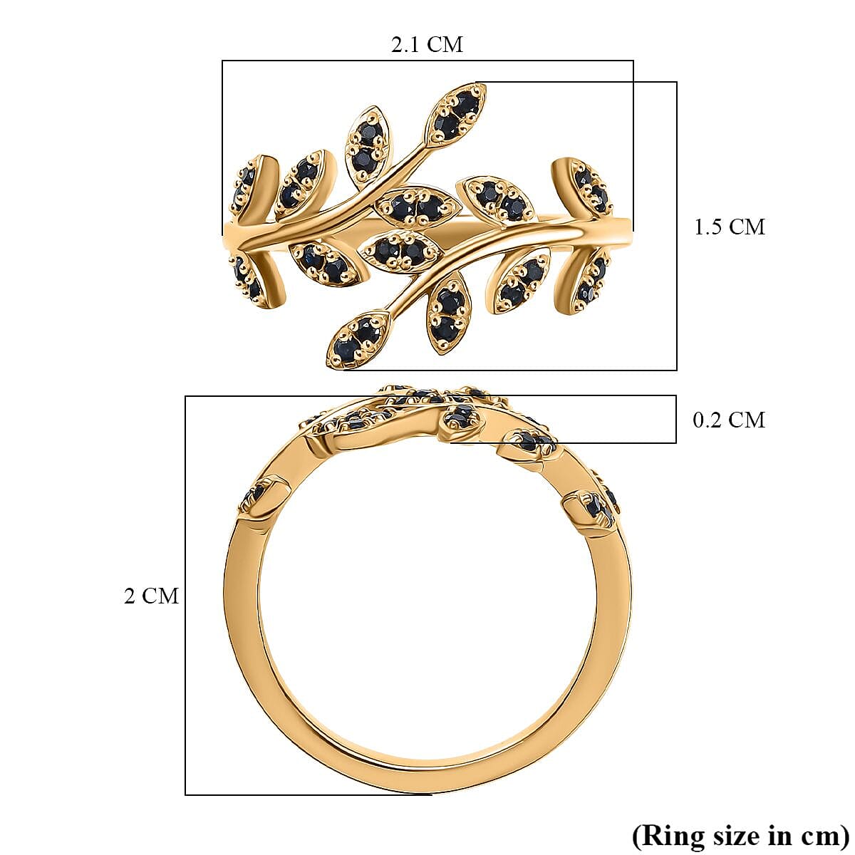 D'joy Blue Sapphire Leafy Bypass Ring in 18K Vermeil Yellow Gold Sterling Silver V32514574 6