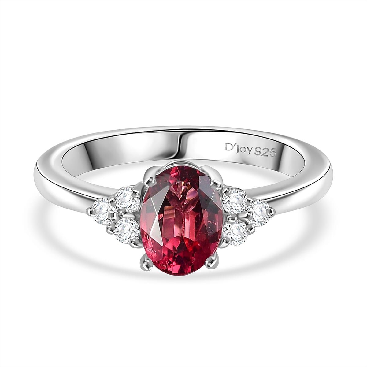 D'Joy Byzantine Tourmaline and Moissanite Ring in Rhodium Overlay Sterling Silver 1.38 Ct. 8184258 0