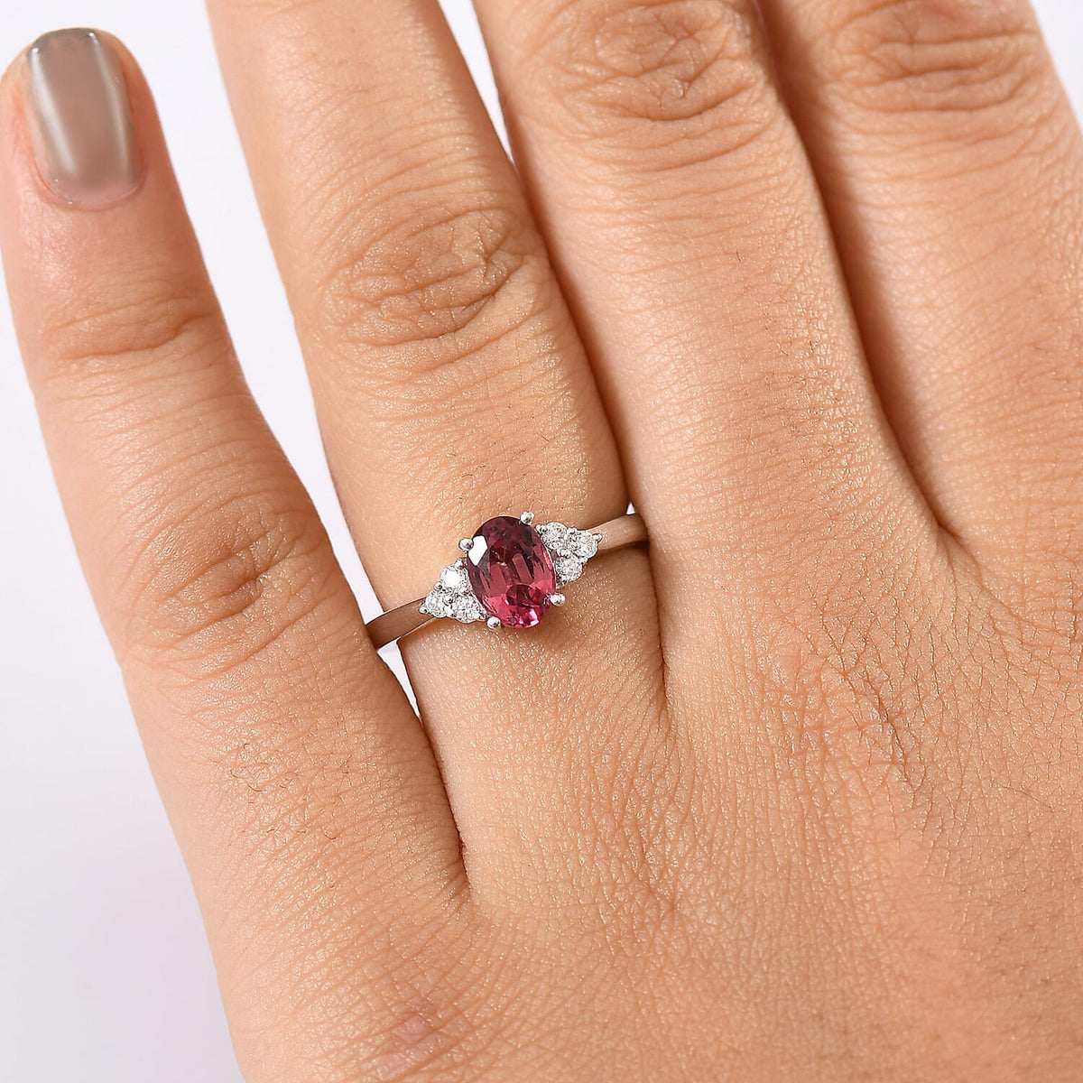 D'Joy Byzantine Tourmaline and Moissanite Ring in Rhodium Overlay Sterling Silver 1.38 Ct. 8184258 3