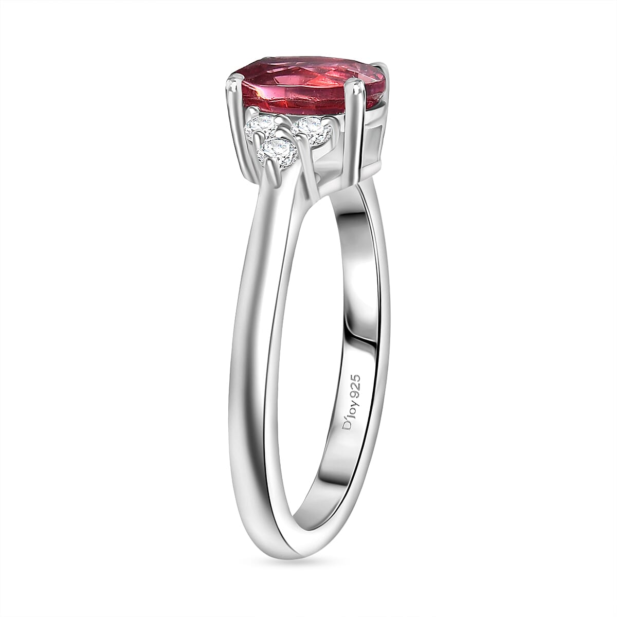D'Joy Byzantine Tourmaline and Moissanite Ring in Rhodium Overlay Sterling Silver 1.38 Ct. 8184258 4