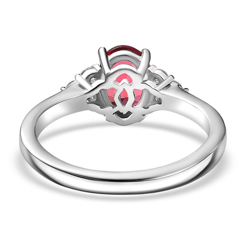 AAA Byzantine Tourmaline and Moissanite Ring in Rhodium Overlay Sterling Silver 1.38 Ct.