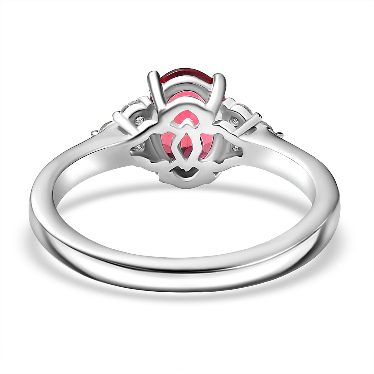 D'Joy Byzantine Tourmaline and Moissanite Ring in Rhodium Overlay Sterling Silver 1.38 Ct. 8184258 5