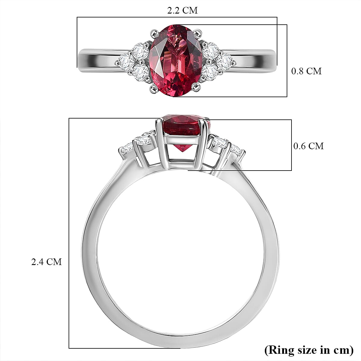 D'Joy Byzantine Tourmaline and Moissanite Ring in Rhodium Overlay Sterling Silver 1.38 Ct. 8184258 6