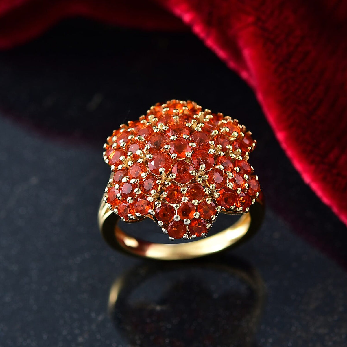 D'joy Crimson Fire Opal Ring in 18K Vermeil Yellow Gold Overlay Sterling Silver 1.88 Ct. 8236055 2
