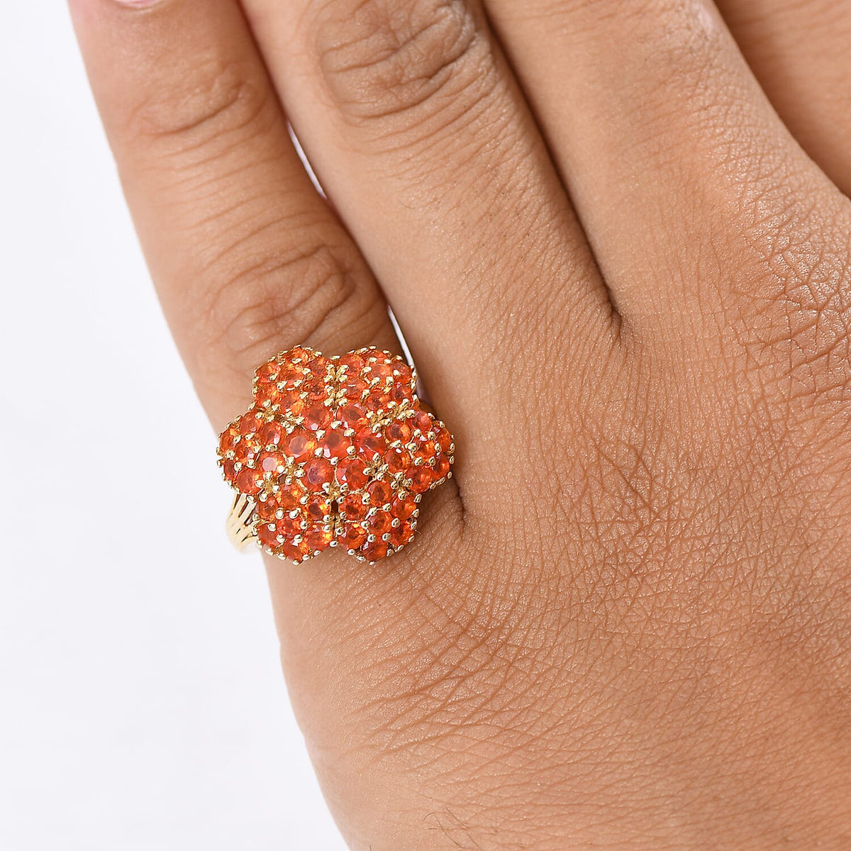 D'joy Crimson Fire Opal Ring in 18K Vermeil Yellow Gold Overlay Sterling Silver 1.88 Ct. 8236055 3