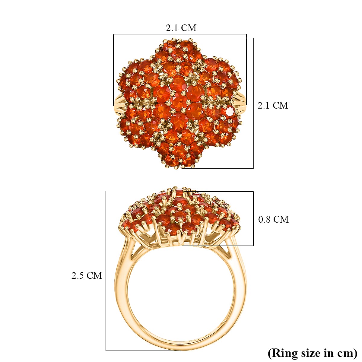 D'joy Crimson Fire Opal Ring in 18K Vermeil Yellow Gold Overlay Sterling Silver 1.88 Ct. 8236055 6