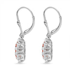 D'joy Crimson Fire Opal & White Zircon Lever Back Earring in Rhodium Overlay Sterling Silver 1.98 Ct.