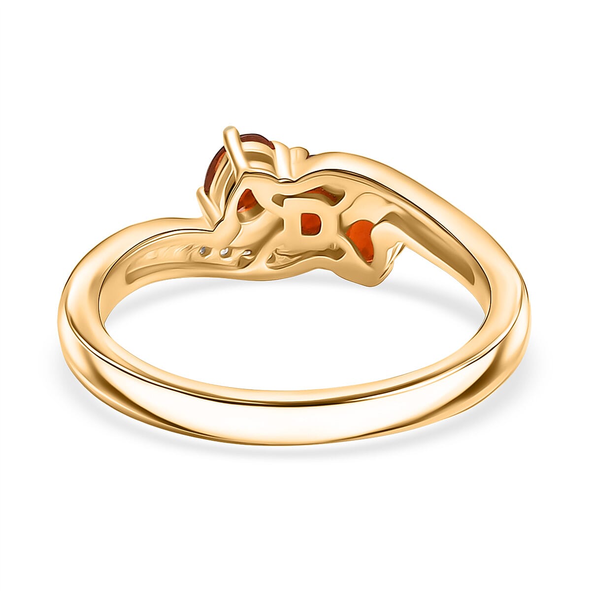 D'joy Crimson Fire Opal, White Zircon 3-Stone Ring in Yellow Gold Plated Sterling Silver 8238477 5