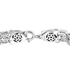 Designer Inspired -  Ethiopian Opal & Brown Zircon Cluster Bracelet (Size 7) in Rhodium Overlay Sterling Silver 13.57 Ct, Silver Wt. 16.31 Gms.