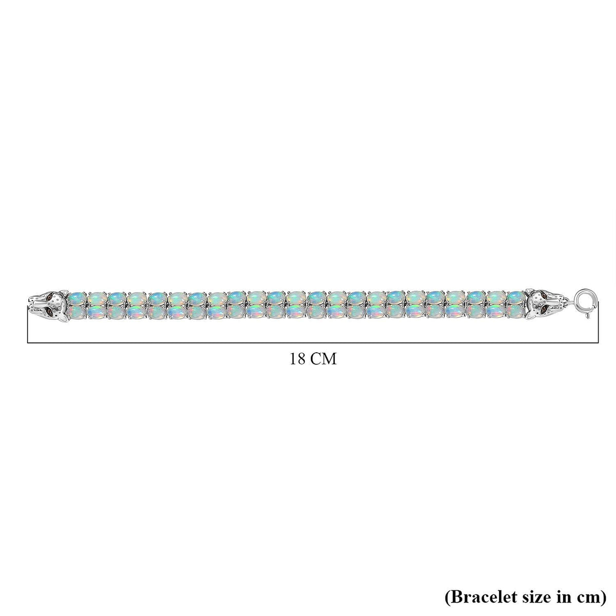 Designer Inspired - Ethiopian Opal &amp; Brown Zircon Cluster Double Panther Bracelet (Size 7.5) in Rhodium Overlay Sterling Silver 14.75 Ct, Silver Wt. 16.90 Gms. V32638330 6