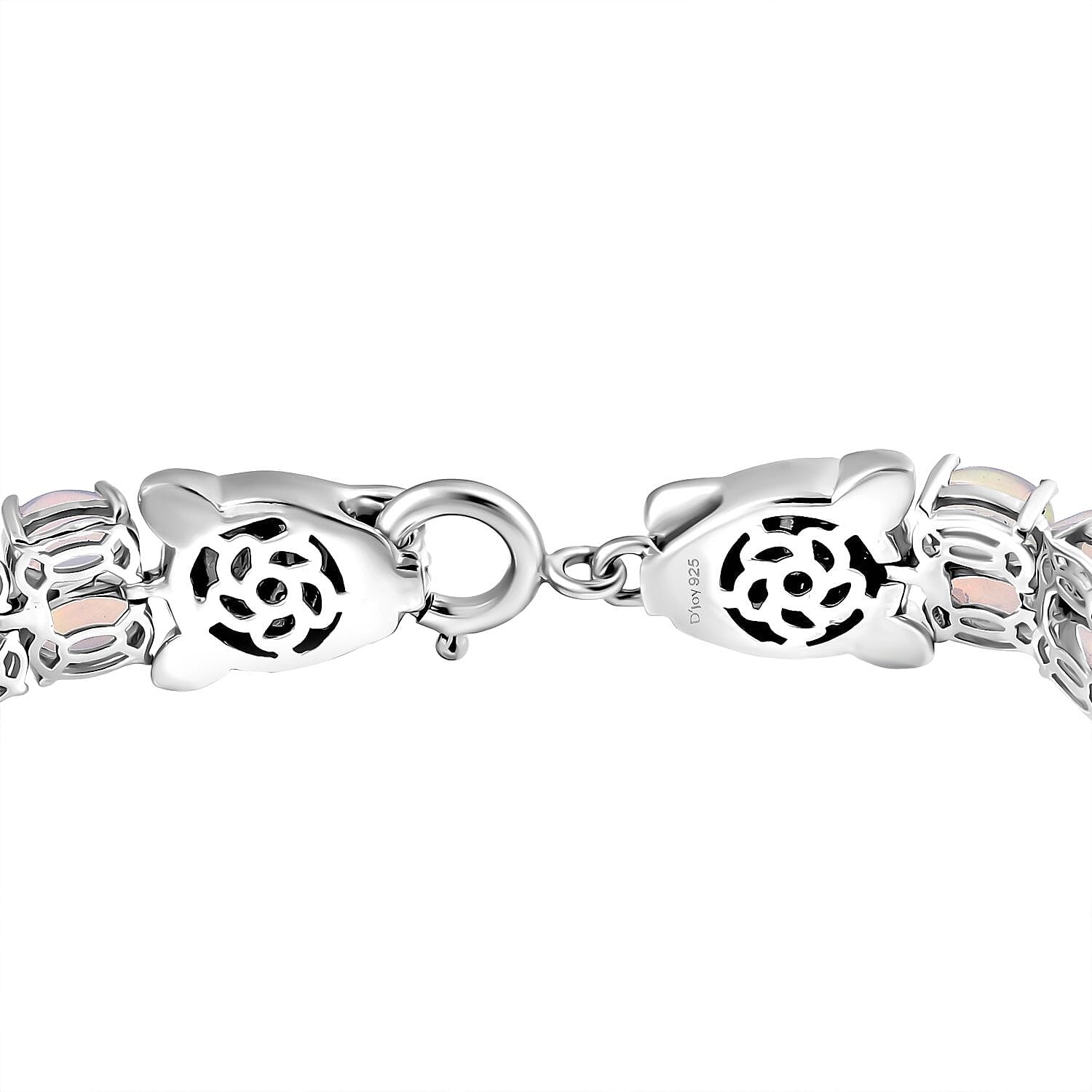 Designer Inspired - Ethiopian Opal &amp; Brown Zircon Cluster Double Panther Bracelet (Size 8) in Rhodium Overlay Sterling Silver 15.92 Ct, Silver Wt. 18.09 Gms. 8184029 4