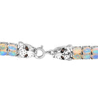 Designer Inspired - Ethiopian Opal & Brown Zircon Cluster Double Panther Bracelet (Size 8) in Rhodium Overlay Sterling Silver 15.92 Ct, Silver Wt. 18.09 Gms.